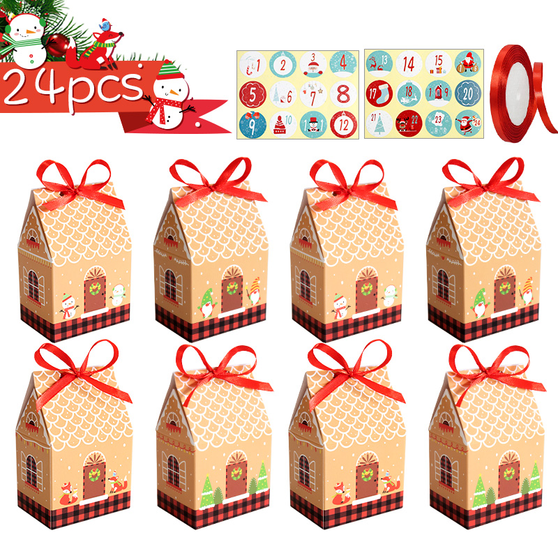 Advent Calendar Gift - 24 Set Kotak Hadiah Bentuk Rumah
