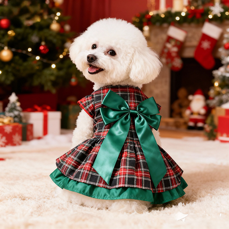 Christmas Throw Blanket - Rok Anjing Natal Motif Kotak-kotak Merah