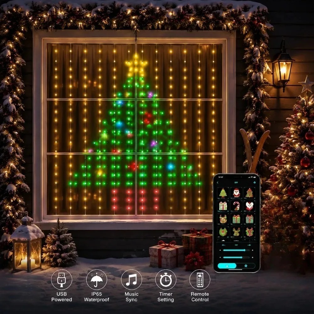 Led Fairy String Lights - Lampu Tirai LED Pixel dengan Kontrol