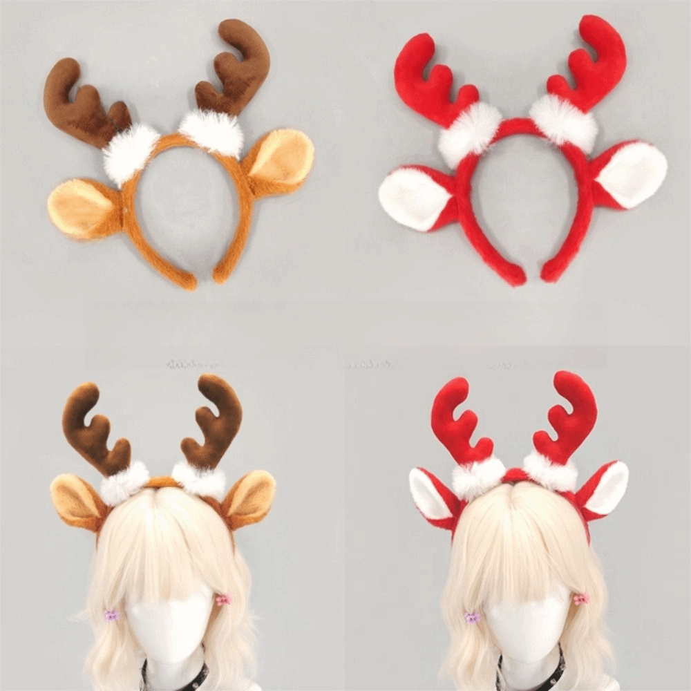 Reindeer Antlers Headband - Bando Tanduk Rusa Realistis, Bahan Kain