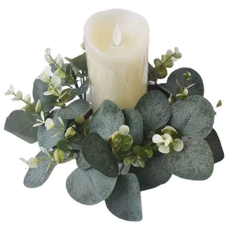 Christmas Wreath Fake - Karangan Bunga Eucalyptus Tempat Lilin Natal