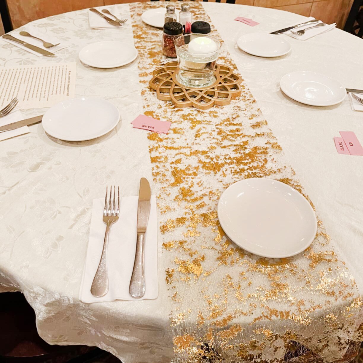 Christmas Table Runner - Taplak meja tipis metalik berkilau emas/perak