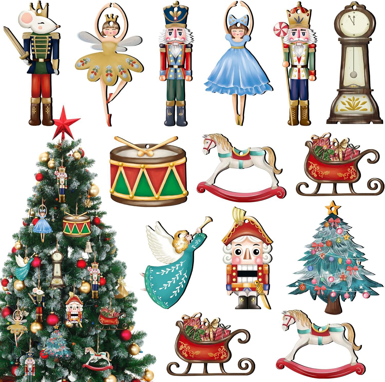 Nutcracker Figurine - 12 buah/set liontin boneka pemecah kacang