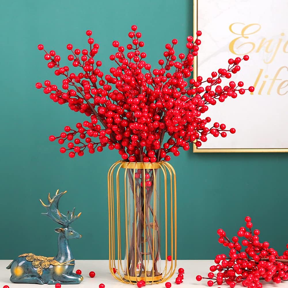 Batang Berry Merah Buatan yang - Christmas Wreath Fake ulasan dan harga