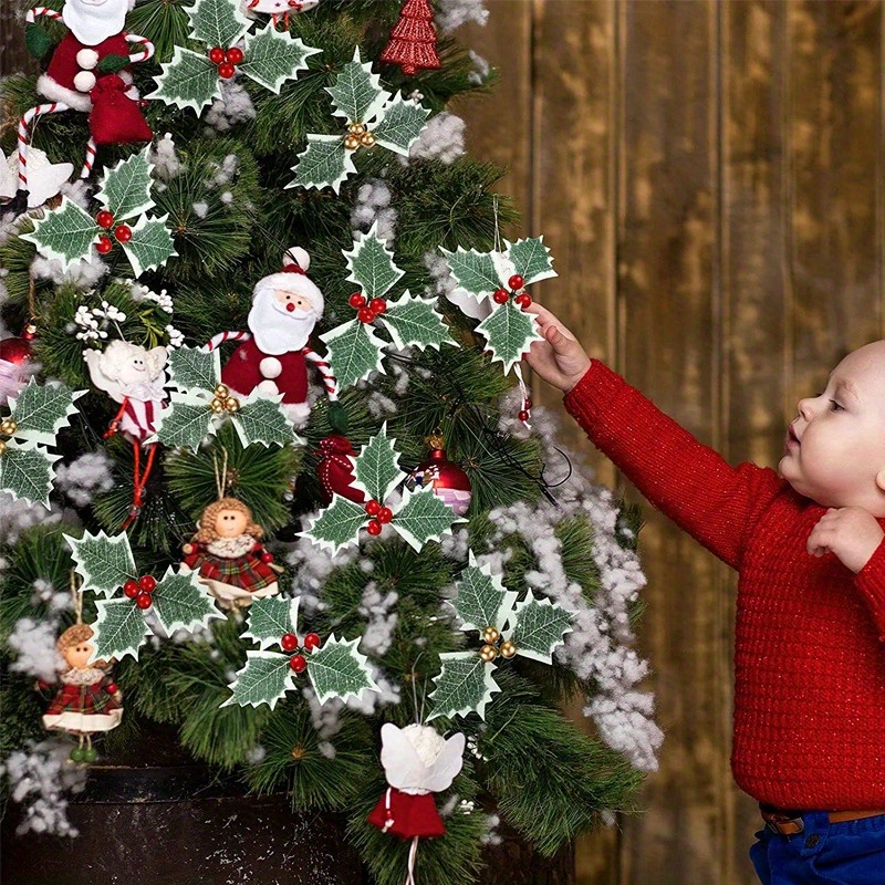 10 Buah Daun Hijau Buah Holly  - Christmas Wreath Fake ulasan dan harga